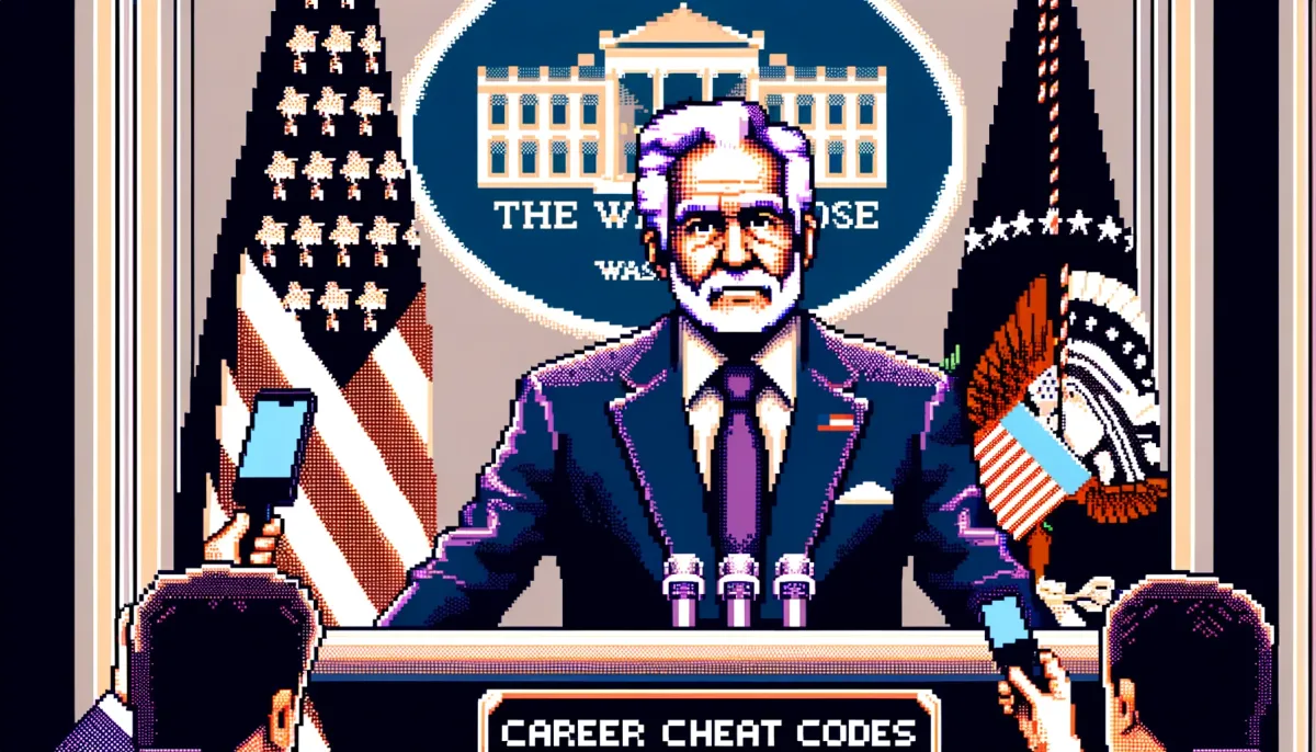 16-bit Nintendo image of a white house briefing